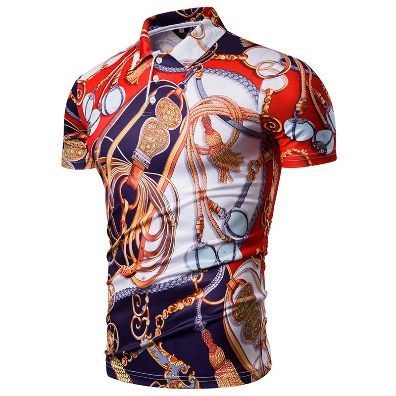 

Men Summer New Style Fashion Palace Style Printed Short-sleeved Polo Shirt Pl87