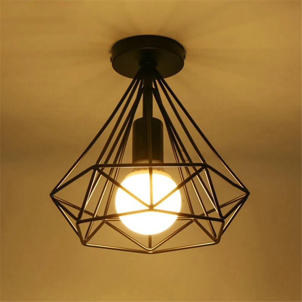

Vintage Iron cage Ceiling Light LED Shade Industrial Modern Ceiling Lamp Nordic Lighting Cage Fixture Home Living Room Decor 3