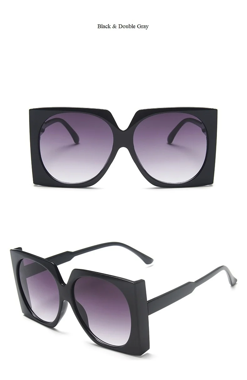 Wholesale Vintage Oversized Square Sunglasses For Women Gradient Elegant Black Brown Sun Glasses Female Uv400 Shades Men Eyewear