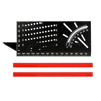 

Woodworking Gauge Ruler 3D Mitre Angle Measuring Square Measure Tool 45 Degree and 90 Degree with Carpenter Pencil