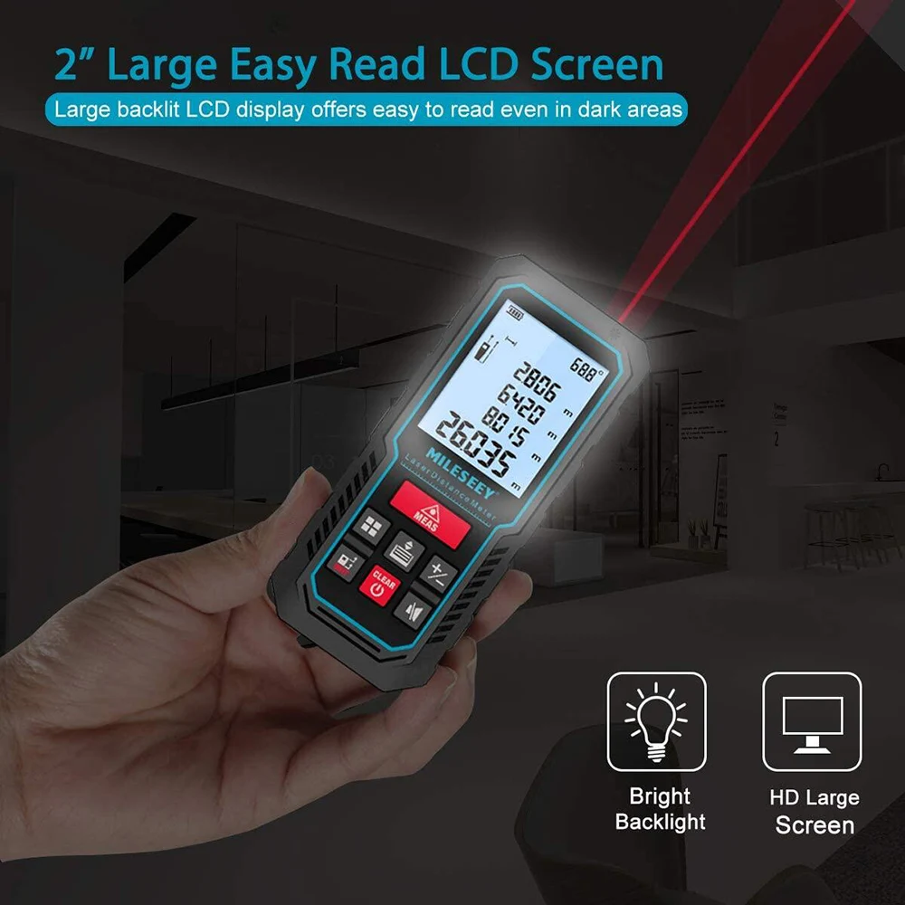 Mileseey S2 Laser Measure Rangefinder Handhold Mini Distance Range Finder Angle Meter Fast Result Screen For Home Construction laser rangefinder distance meter laser tape measure laser protractor