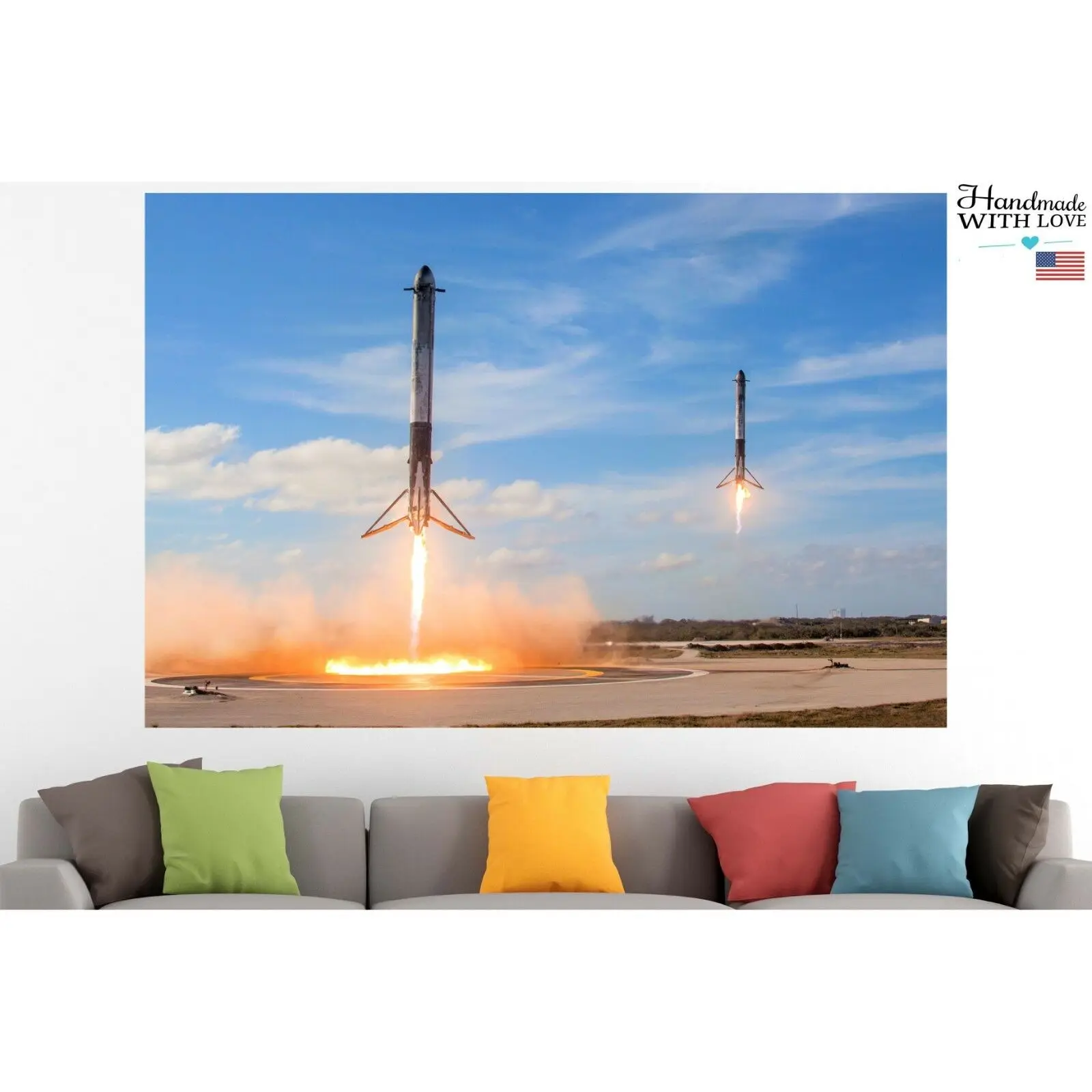 Шелковый постер SpaceX Falcon с тяжелыми булавками для комнаты наклейка на стену