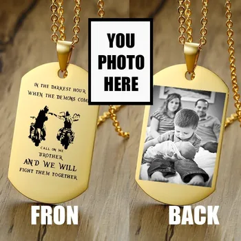 

Mens' Stainless Steel Dogtag Necklace Personalized Gold Color Engraved Name Logo Photo In Gold Ton 24inch Chains Jewelry