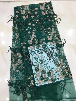 

French Lace Fabric Green Tulle Lace Fabric Nigerian Sequins Tulle Lace Fabric With Sequins 2019 High Quality Lace FJ28131
