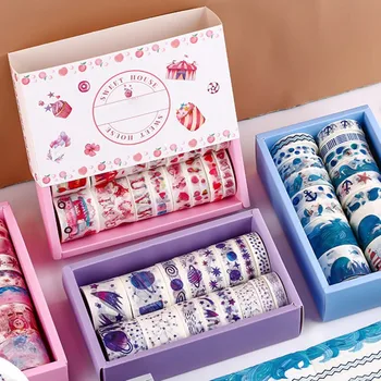 

Gift Boxed Washi Tape Girl Character Sticker Starry Hand Account Set Basic Sticker Material Office Appliances