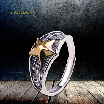 

Leouerry Vintage Men's Pentagram Opening Ring 925 Sterling Silver Domineering Vintage Punk Male Rings Fashion Jewelry Gifts