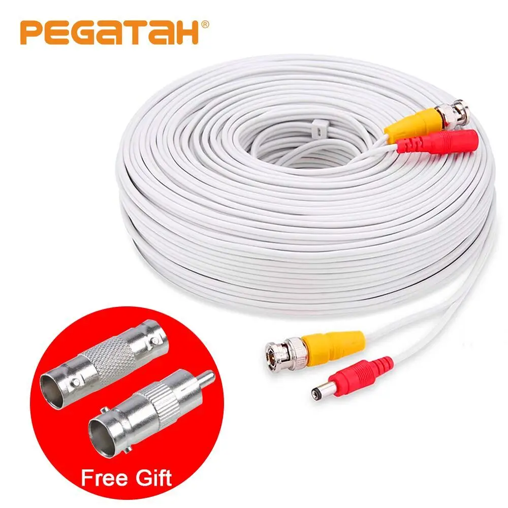 5M-50M BNC DC Power Lead CCTV Security Camera DVR Video Record Extension Cable 