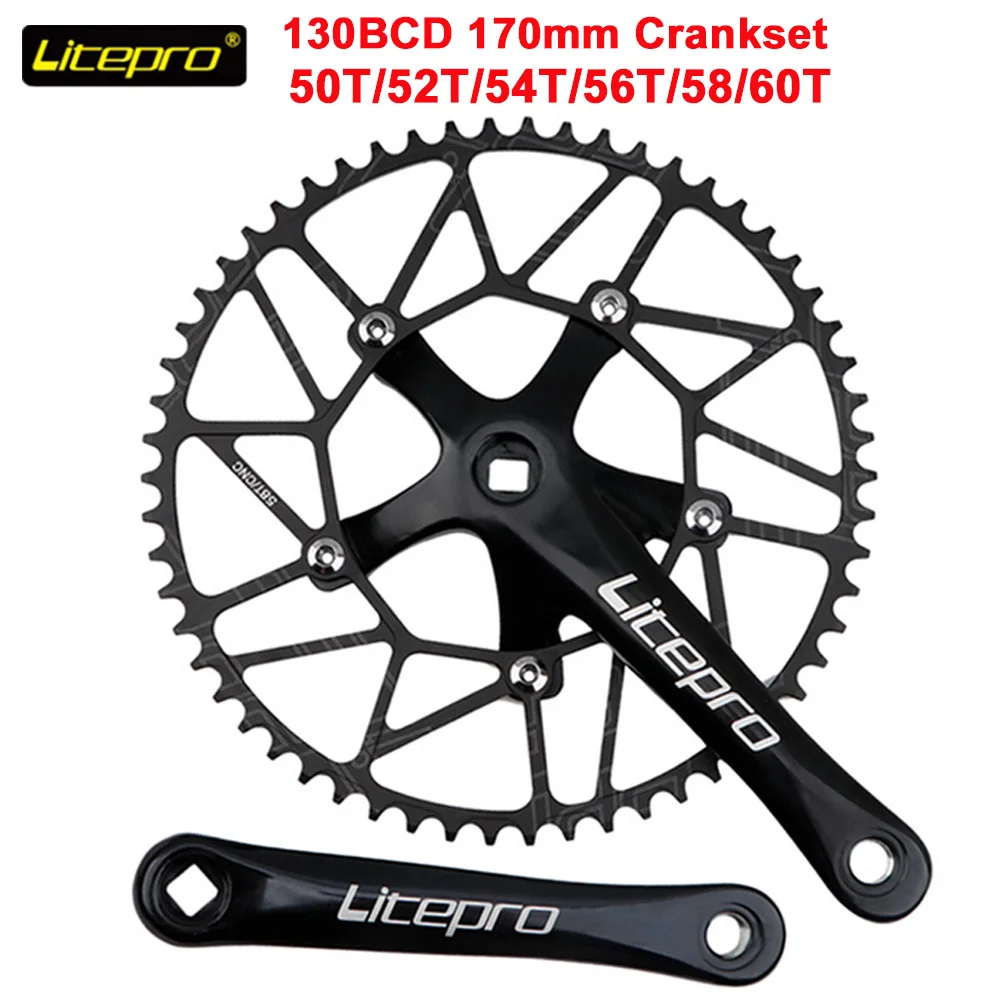 170 Ultralight 130BCD Bike Crankset 5 Nail Square Hole Crank BXM Folding Chainring 50T 52T 54T 56T 58T Bicycle Chainwheel | Спорт и