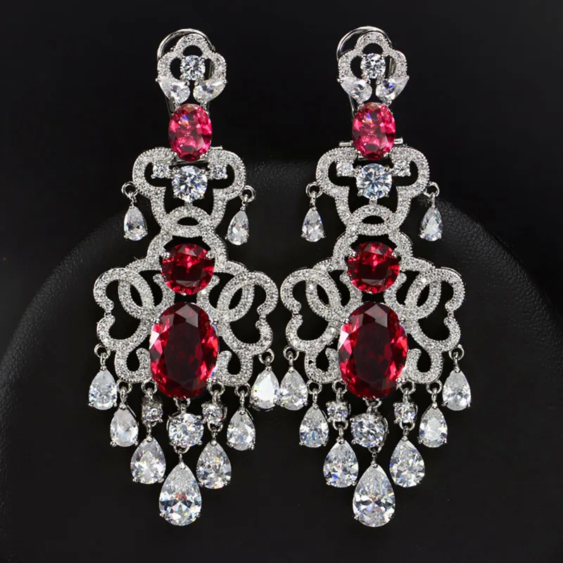 red Винтажная люстра серьги для женщин Серьги pendientes mujer moda oorbellen серьги серьга Brincos модные ювелирные изделия - Окраска металла: red