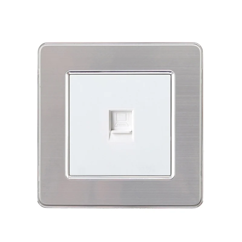 Rj45 Outlet Atlectric 1, 2, 3, 4 комплекта, 1, 2 позиционный кнопочный светильник, переключатель из нержавеющей стали, панель, розетка, ЕС, FR, французский светильник, розетка, светильник - Цвет: Rj45 Outlet