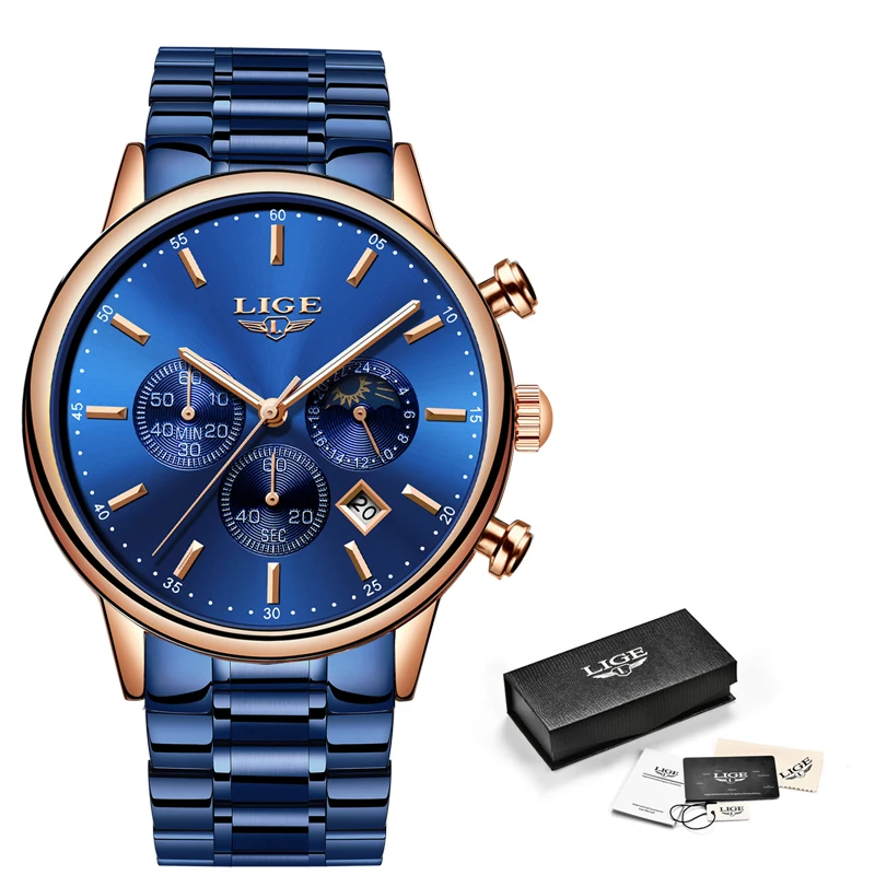 Relojes часы мужские s LIGE спортивные часы мужские модные бизнес Кварцевые часы полностью стальные водонепроницаемые золотые часы Relogio Masculino