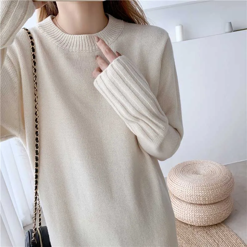 Autumn Winter Long Sleeves Knitted Sweater 2020 Women One-Piece Fashion Slim Elegant Sweater Dress Korean Casual Hedging Dresses