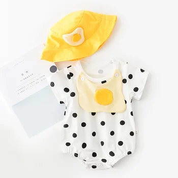 

Summer Newborn Infant Baby Girls Boys Clothes Short Sleeve Egg Cartoon Baby Rompers Kids Jumpsuit+Hat Toddler Outfits