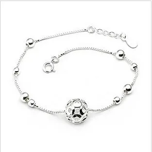 Fashion 925 Sterling Ladies Silver Anklets Ball Manual Anklet Bracelet For Women & Girl Jewelry Foot Jewelry anklet bracelets silver anklets ankle chain
