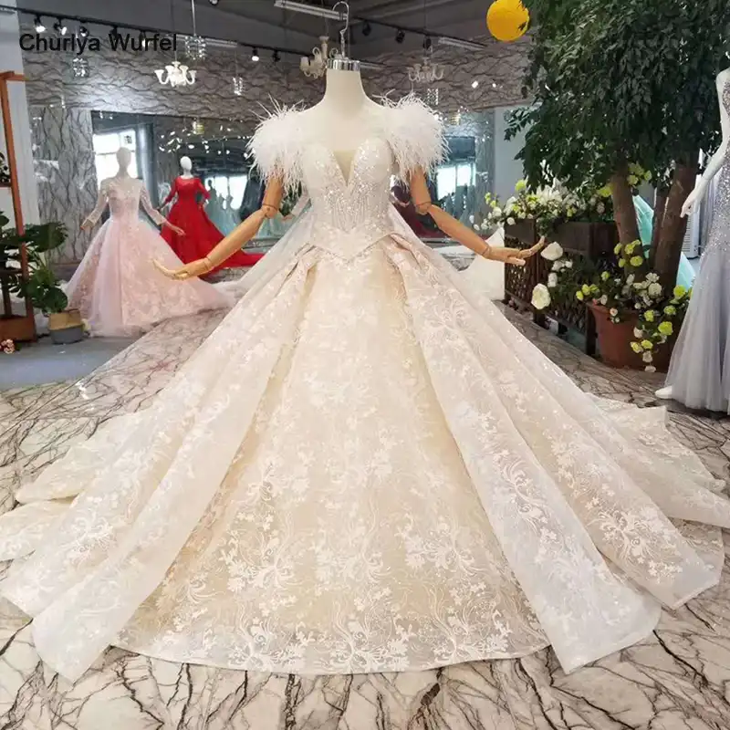 Ostrich Feather Wedding Gown Flash 