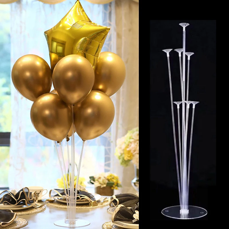 7 Tubes Balloons Holder Column Stand Clear Plastic Balloon Stick Birthday Party Decoration Kids Wedding Decor | Дом и сад