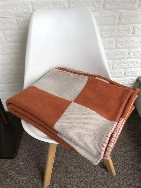 1500G cashmere shawl European Style blanket thick warm air conditioning blanket wool sofa, customized letter blanket - Цвет: 140x170 CM Orange