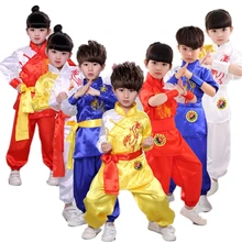 Китайский кунг-фу, Ушу тайцзи, одежда для нового года, Детские традиционные костюмы, Wu Tang, одежда для мальчиков и девочек в китайском стиле