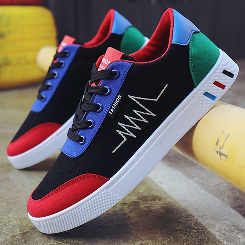 

2019 Canvas Shoes Lace-Up Men Casual Flat men sneakers Footwear Fashion Men Vulcanize Shoes Leisure Breathable Shoes