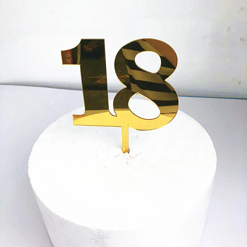 

Number 18 Acrylic Cake Topper Gold 18th Happy Birthday Cupcake Topper For Anniversary Girls Birthday Party Cake Decorations