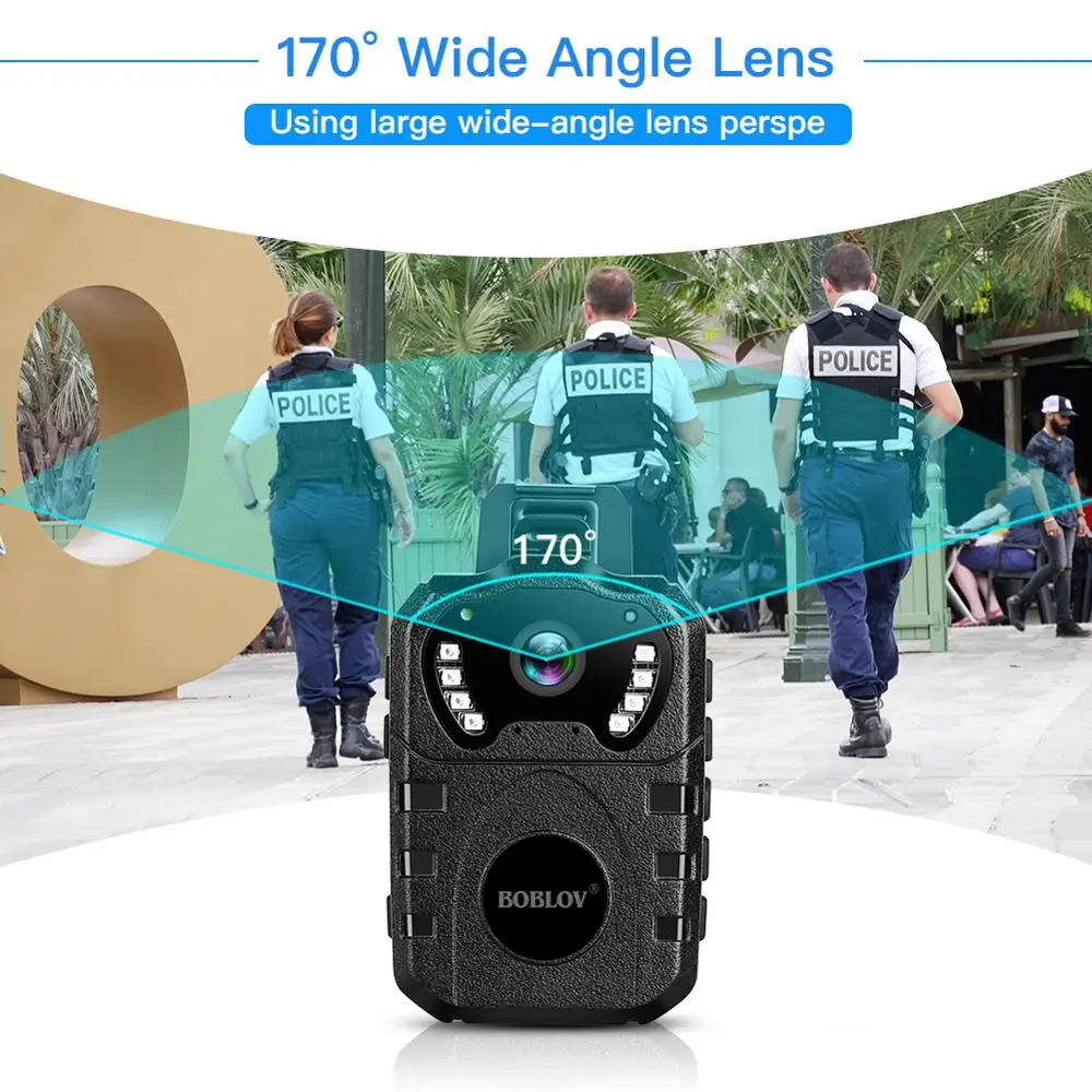 BOBLOV 1080P HD 64GB переносная многофункциональная камера с функцией ночного видения 170 ° IR DVR видео полицейская камера