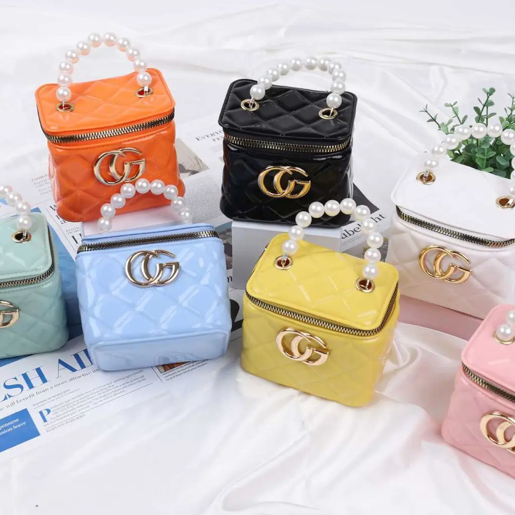 Jelly Melissa Club Girl Diamond Bag Pearl Chain Box Small Square Women Handbags Change Temperament Diagonal Mini Purse Female