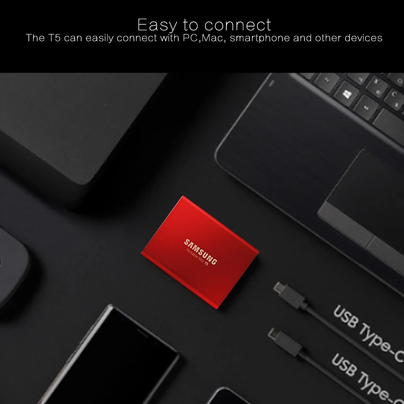 SAMSUNG T5 портативный SSD 1 ТБ внешний твердотельный диск USB3.1 type-C HDD для ноутбука