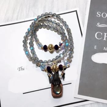 

Nordic India Lun Rune Genie Shadowless Rune Transfer Genie Natural Labradorite Bracelet Attracts Fortune Good Luck