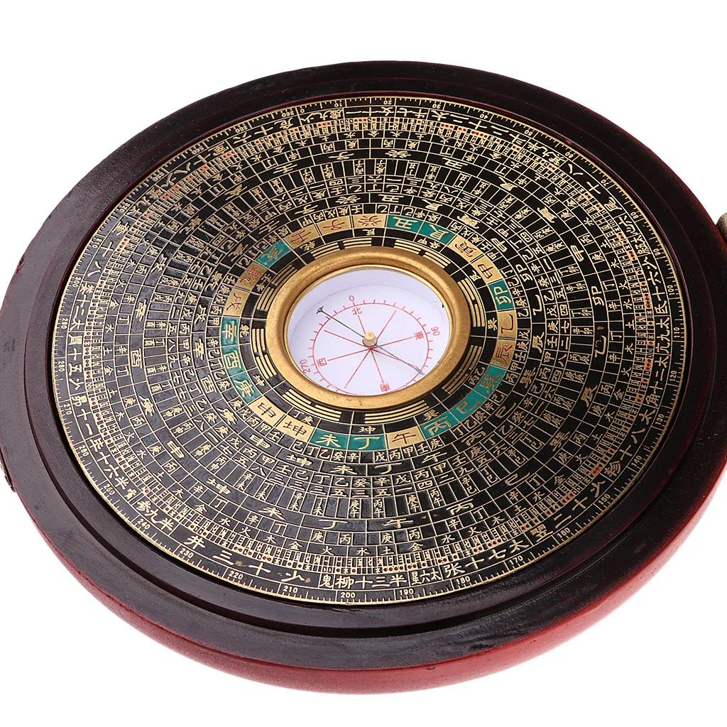 5 Inch Vintage Feng Shui Luo Pan Ancient Geomantic Compass with Wooden Case
