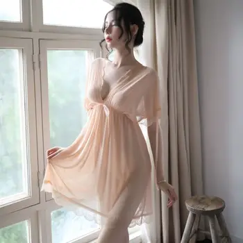 

Sexy Pajamas Women's Summer 2020 Loose Oversize Suspenders Thin Lace V-neck Halter Long Nightdres sleepwear women night dress