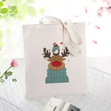 Рождественская Холщовая Сумка-тоут, ежедневное использование, текст, сделай сам, пользовательский принт, логотип, эко многоразовая хозяйственная сумка, переработанная, праздничная, подарочная сумка