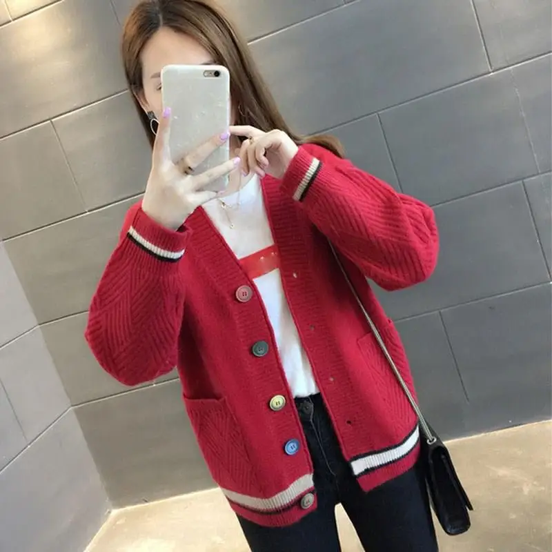 Best Price 2019 Fall Winter Women Loose Knit Cardigans Long Sleeve V-Neck Knitted Sweater Pockets Female Casual Short Cardigans Top Best Price 2019 Fall Winter Women Loose Knit Cardigans Long Sleeve V-Neck Knitted Sweater Pockets Female Casual Short Cardigans Top