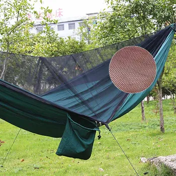 

290CM Long Outdoor Camping Hammock with Mosquito Net High Strength Parachute Fabric Hanging Sleeping Swing Bed double hammocks