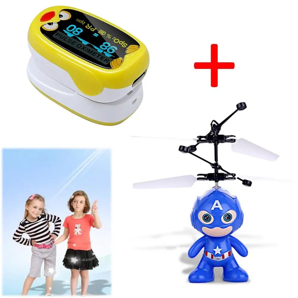 

Medical Infant Finger Pulse Oximeter Pediatric SpO2 Meter Neonatal children kids Rechargeable Matching toy Induction aircraft