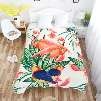 

Flowers And Tropical Flamingo Coral Fleece Blanket For Bed Sofa Microfiber Throw Blanket Soft Bedspread Travel Winter Blankets