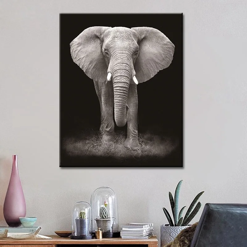

Modern Minimalist Elephant Animal Close-up View Living Room Entrance Decoration Material Canvas wu kuang hua xin Foreign Trade H