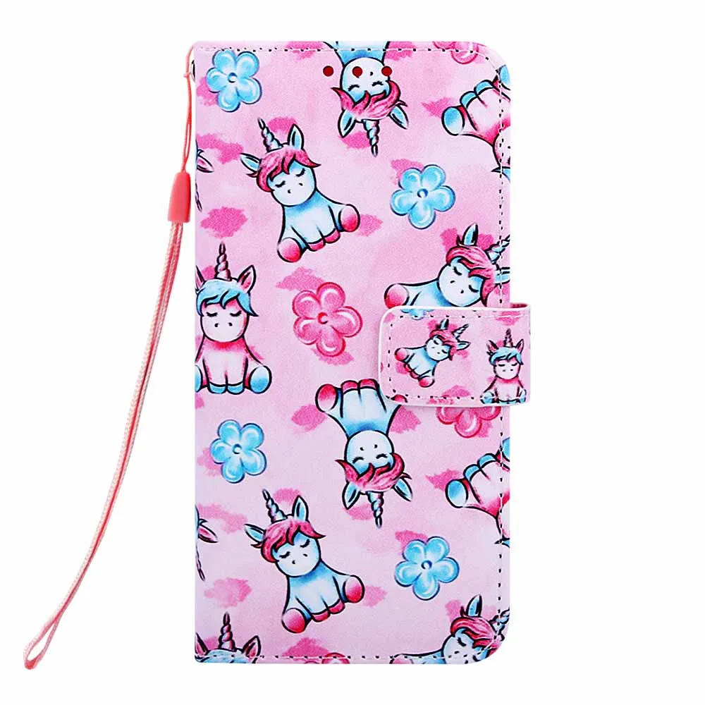 Unicorn and Flowers Мультфильм держатель для карт чехол-портмоне с держателем для карт и откидной крышкой чехол Coque для samsung Galaxy M10 M20 M30 A10 A20 A30 A40 A50 A70 S8 плюс A80 A90 с откидной крышкой - Цвет: Unicorn and Flowers