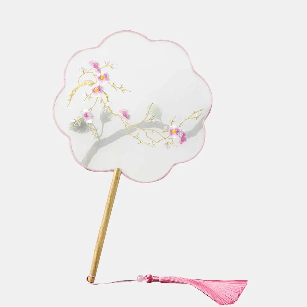 Peach blossom Китайский Су вышивка ручной вентилятор реалистичный кран шаблон двухсторонний ручной вентилятор E2S - Цвет: Peach blossom