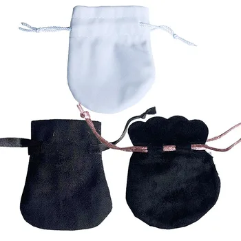 

1pcs White Pink Ribbon Double Layer Flannel Bag Pouch For Bead Charm Bracelet Women Original Jewelry Black Outer Packaging