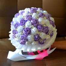 Диаметр 26 см Ramos de Novia фиолетовый и прозрачный Кристалл Свадебный букет на заказ цвета искусственный цветок свадебный букет