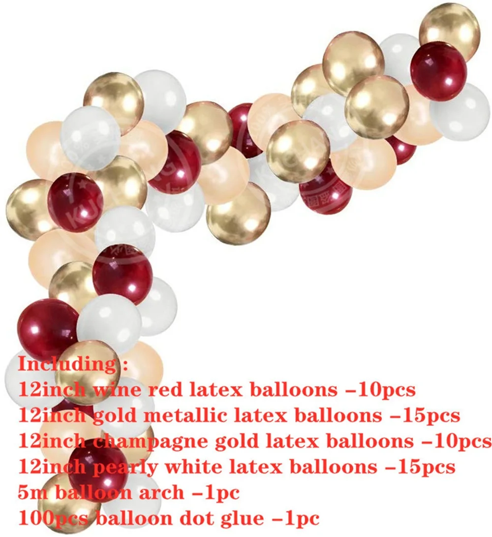 52 шт DIY воздушные шары-гирлянды с Бургундским золотом хромированные шары из латекса цвета металлик для дня рождения невесты детский душ Свадебные украшения