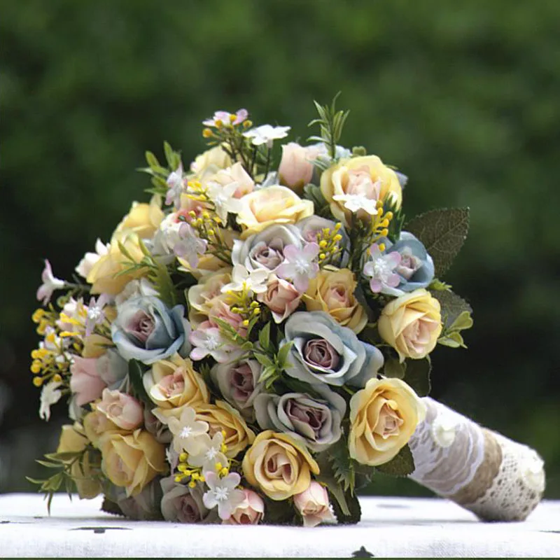 Свадебный букет Искусственный цветок ручной работы Свадебный букет из роз для свадебного украшения Ramos de Novia
