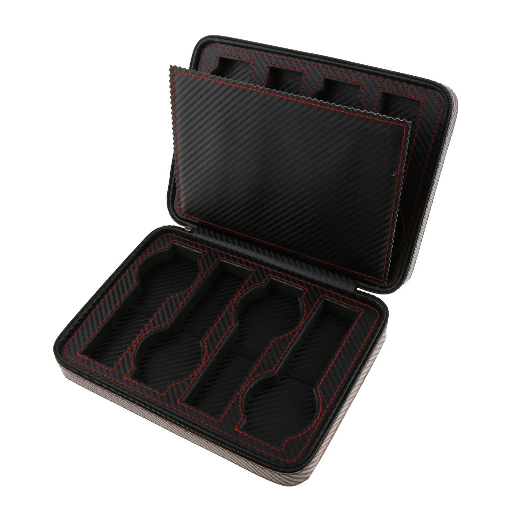 PU Leather Watch Display Box Zip Case Portable Travel Storage Wristwatch Organizer