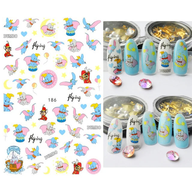 1PCS Disney Cartoon Anime Collection Star Design Nail Sticker Mickey Mouse Donald Duck Lion King Mermaid Stitch Nail Slider SHE186