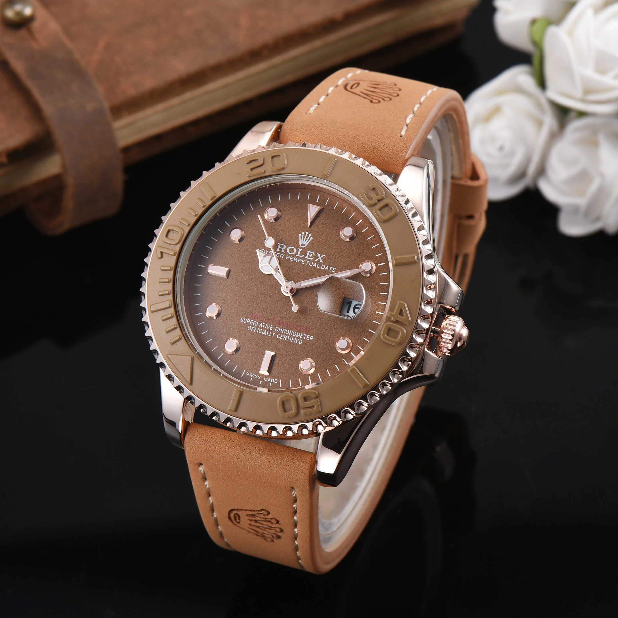

Rolex- Men's quartz watch Top brand luxury stainless steel contracted men's fashion timing men's sports watch10