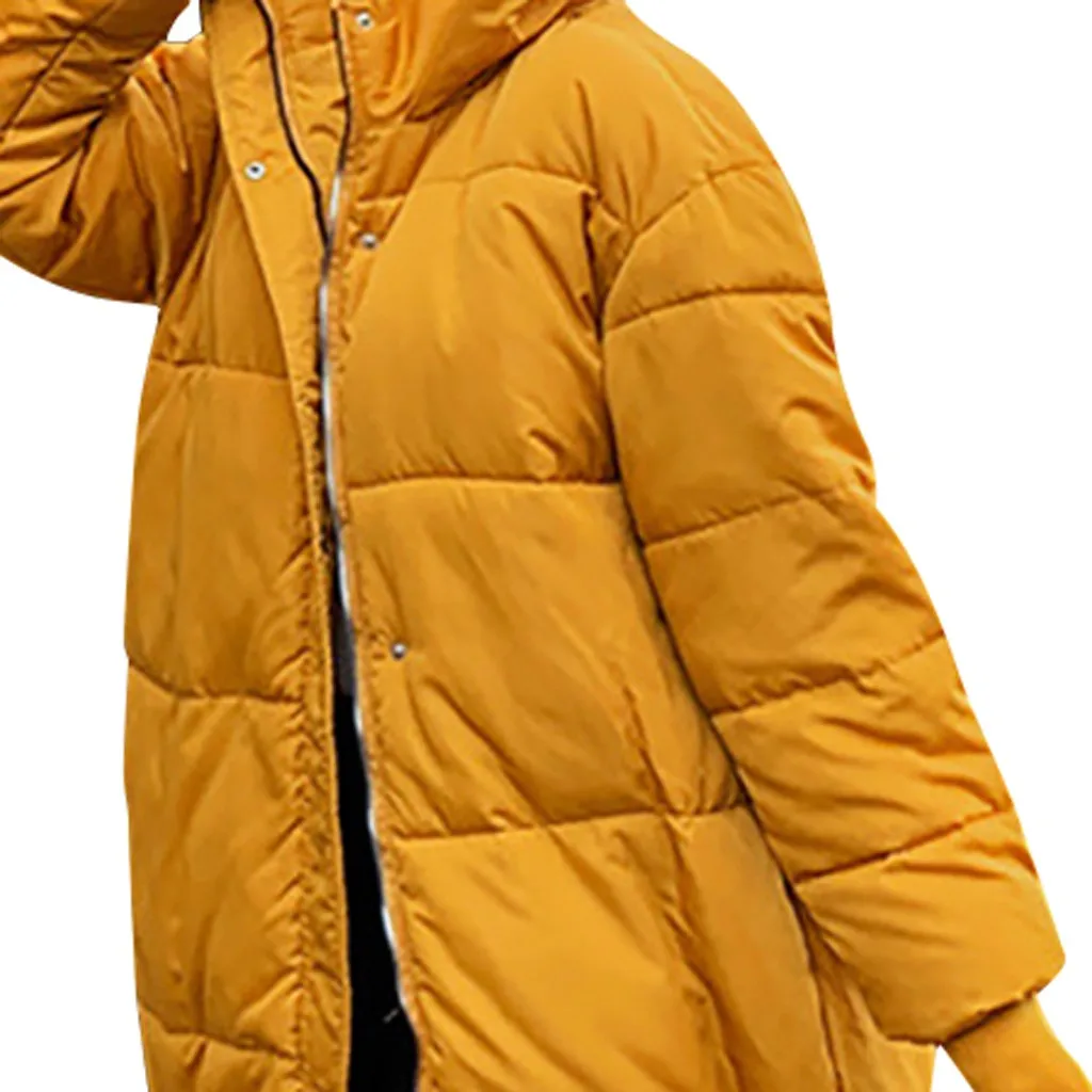 Однотонные женские зимние куртки с карманами, женские длинные пуховики с длинным рукавом и застежкой-молнией, Длинные куртки с капюшоном, пальто, верхняя одежда, женская куртка 40