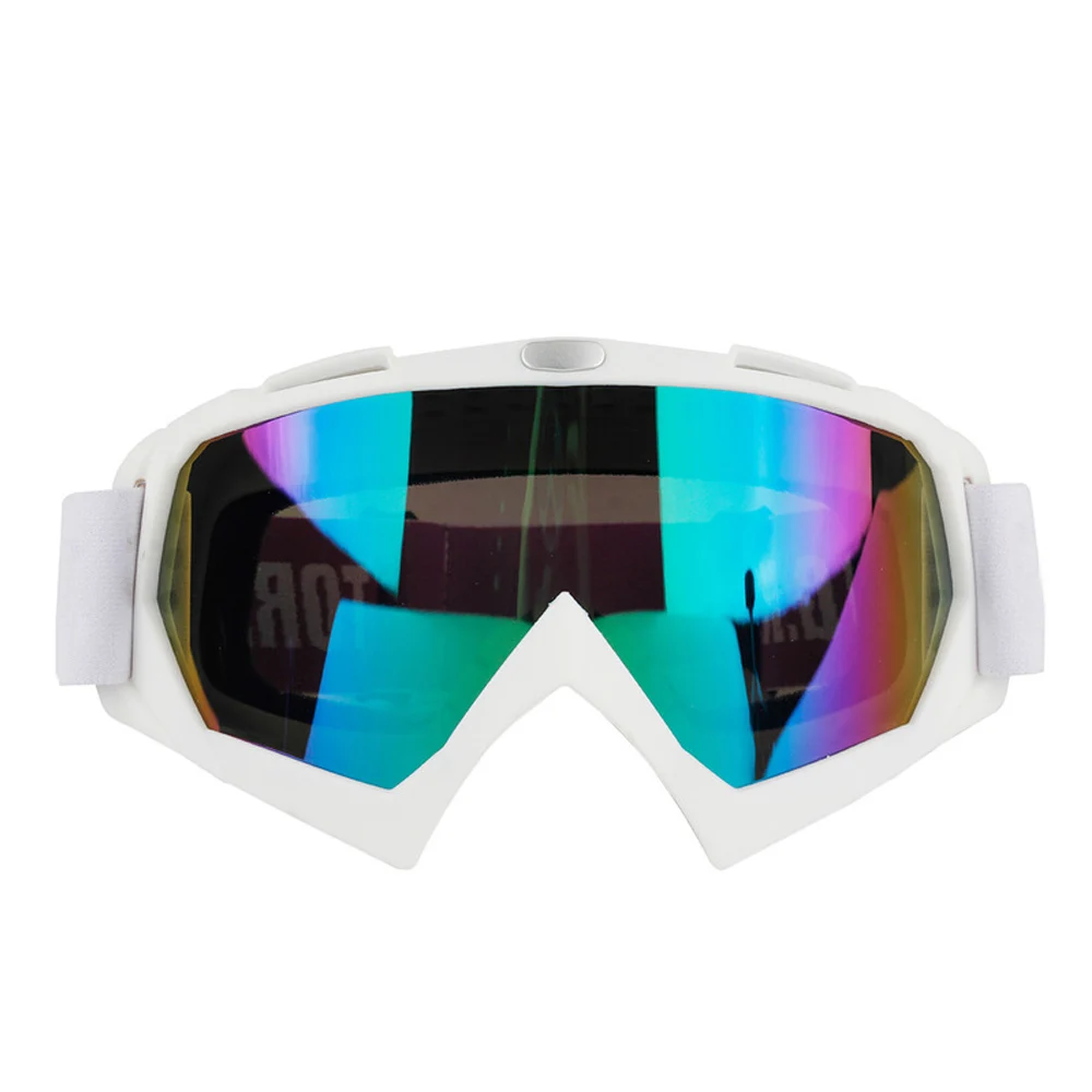 Лыжные очки с бордюром Анти-туман защита сохраняет тепло большие линзы очки снежные очки катание горный велосипед - Цвет: White and multicolor