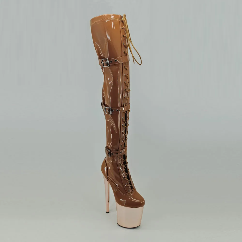 Leecabe/сапоги на платформе на высоком каблуке 20 см/8 дюймов; Сапоги выше колена с закрытым носком для танцев на шесте