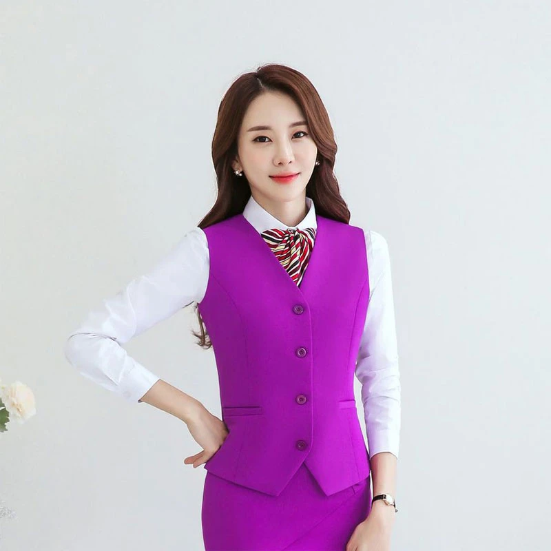 Chaleco morado de primavera para mujer, ropa de trabajo elegante y ajustada, Tops formales para entrevista, 1 pieza|Chalecos y chalecos| - AliExpress