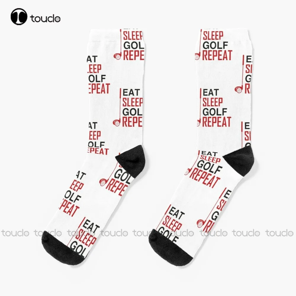 

New Eat Sleep Golf Repeat Socks Novelty Socks Personalized Custom Unisex Adult Socks Popularity Holiday Gifts Teen Socks
